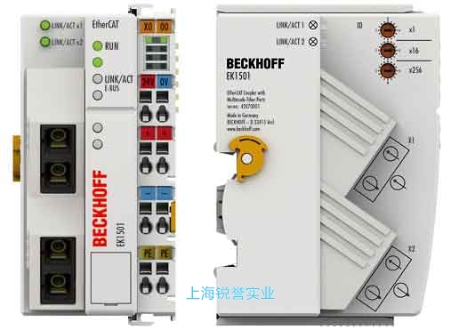 EK1501 | 帶 ID 撥碼開關的 EtherCAT 耦合器，光纖